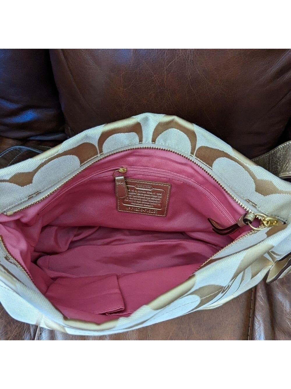 Coach F15067 Soho Signature Crossbody Shoulder Bag Khaki Gold - Picture 9 of 16
